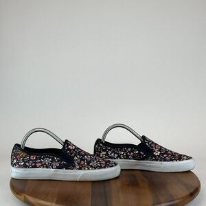 Womens Tory Burch Floral Canvas Navy Blue Slip On Shoes Sneakers Size 8 M GUC‎